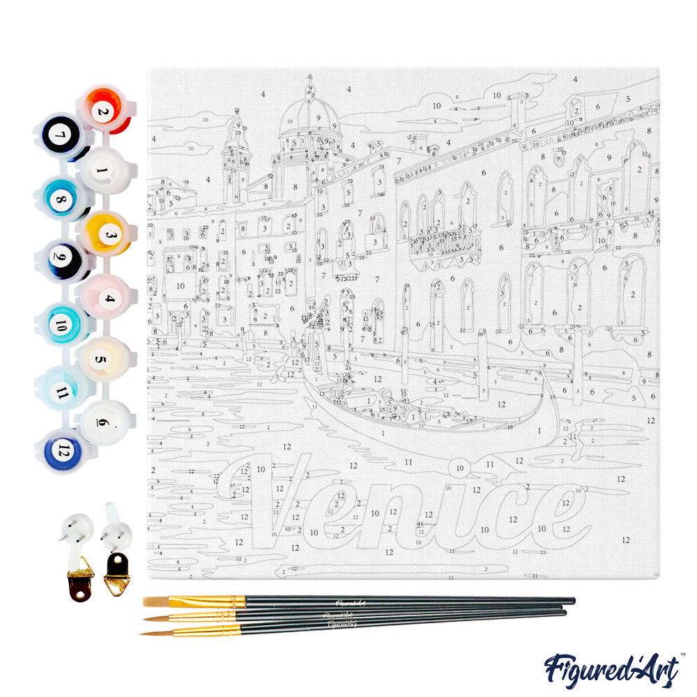 Mini Paint by numbers 8"x8" framed - Travel Poster Venice
